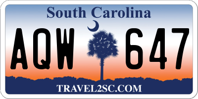 SC license plate AQW647