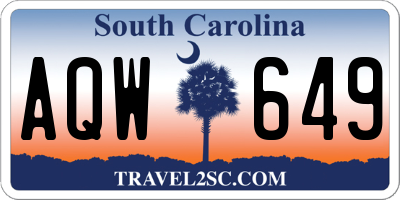 SC license plate AQW649