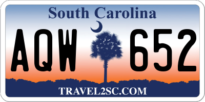 SC license plate AQW652