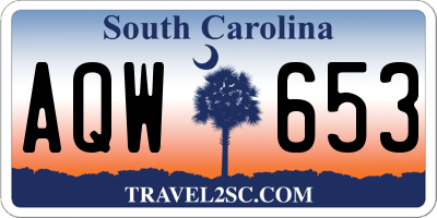 SC license plate AQW653
