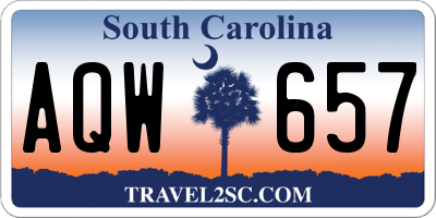 SC license plate AQW657