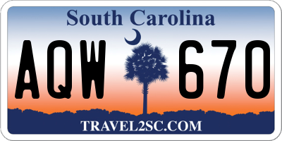 SC license plate AQW670