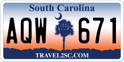 SC license plate AQW671