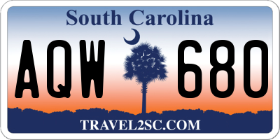 SC license plate AQW680