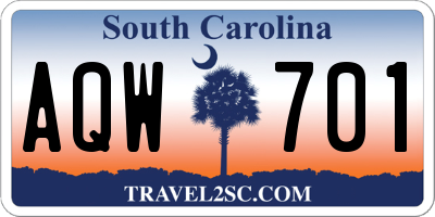 SC license plate AQW701