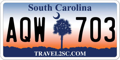 SC license plate AQW703