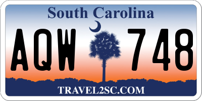 SC license plate AQW748