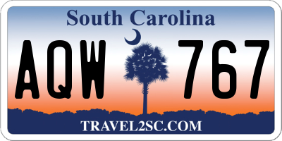 SC license plate AQW767