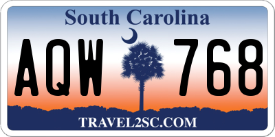 SC license plate AQW768