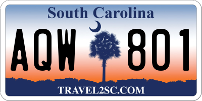 SC license plate AQW801
