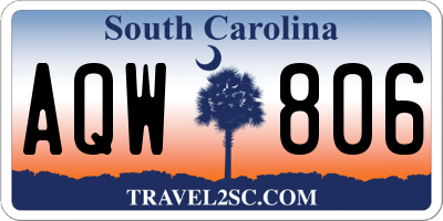 SC license plate AQW806