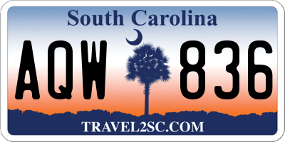SC license plate AQW836