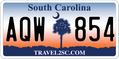 SC license plate AQW854
