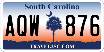 SC license plate AQW876
