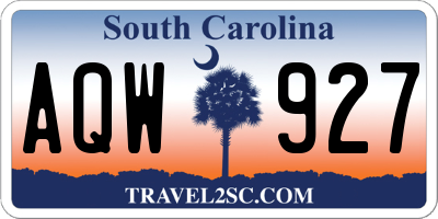 SC license plate AQW927