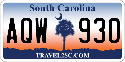SC license plate AQW930