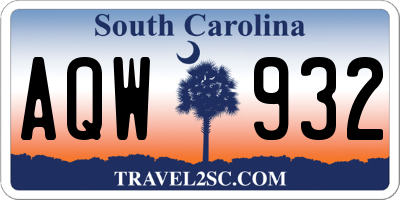 SC license plate AQW932