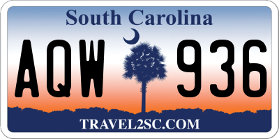 SC license plate AQW936