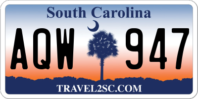 SC license plate AQW947