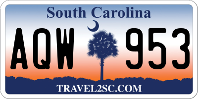 SC license plate AQW953