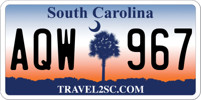 SC license plate AQW967