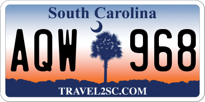SC license plate AQW968
