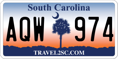 SC license plate AQW974