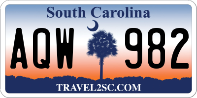 SC license plate AQW982