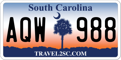 SC license plate AQW988