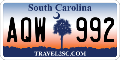 SC license plate AQW992
