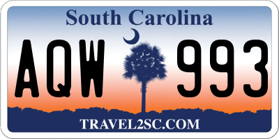 SC license plate AQW993