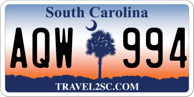 SC license plate AQW994