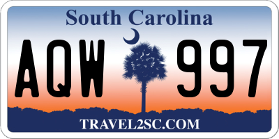 SC license plate AQW997