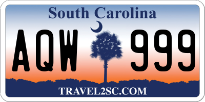 SC license plate AQW999