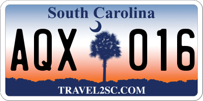 SC license plate AQX016