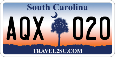 SC license plate AQX020