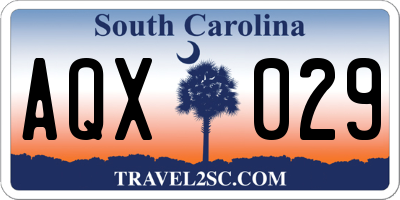 SC license plate AQX029