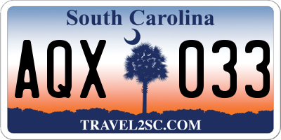 SC license plate AQX033