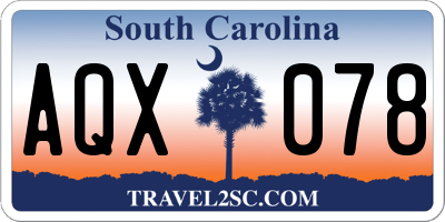 SC license plate AQX078