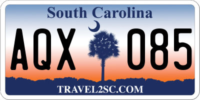 SC license plate AQX085
