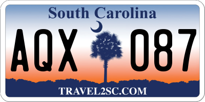 SC license plate AQX087