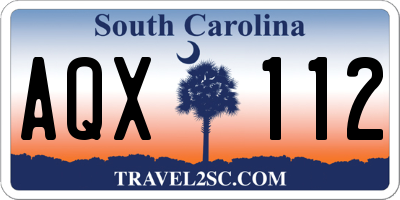 SC license plate AQX112