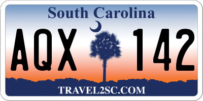 SC license plate AQX142