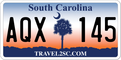 SC license plate AQX145