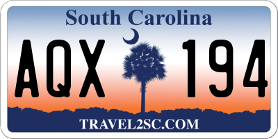 SC license plate AQX194
