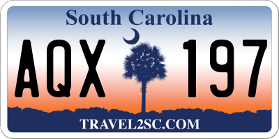 SC license plate AQX197