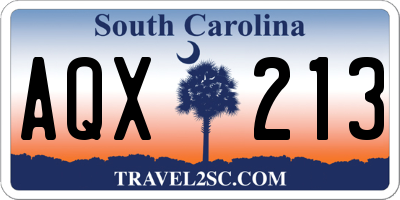 SC license plate AQX213