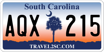 SC license plate AQX215