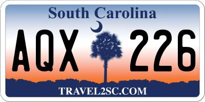 SC license plate AQX226