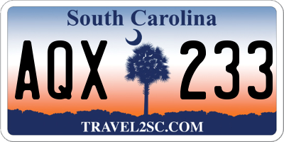 SC license plate AQX233